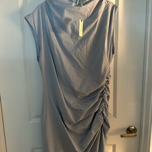 Never worn! Elegant Blue Linen Draped Dress from anthropology